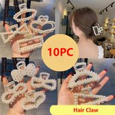 10 stuks Parelklauwclips - Parelclips - Haarklauwclips voor dik haar Witte haarclips voor bruiloft - Antislip kaakclips Haarstyling - Cadeau Haaraccessoires voor dames en meisjes