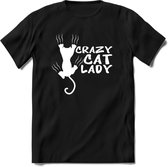 Crazy Cat Lady - Katten T-Shirt Kleding Cadeau | Dames - Heren - Unisex | Kat / Dieren shirt | Grappig Verjaardag kado | Tshirt Met Print | - Zwart - 3XL
