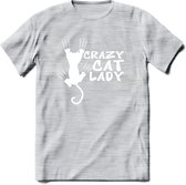 Crazy Cat Lady - Katten T-Shirt Kleding Cadeau | Dames - Heren - Unisex | Kat / Dieren shirt | Grappig Verjaardag kado | Tshirt Met Print | - Licht Grijs - Gemaleerd - XXL