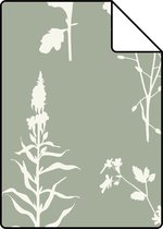 Proefstaal ESTAhome behangpapier veldbloemen jade groen - 139395 - 26,5 x 21 cm