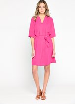 LOLALIZA Jurk met V-hals - Fuchsia - Maat 36