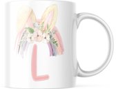 Paas Mok L regenboog konijnen oren | Paas cadeau | Pasen | Paasdecoratie | Pasen Decoratie | Grappige Cadeaus | Koffiemok | Koffiebeker | Theemok | Theebeker