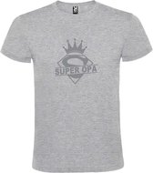 Grijs T shirt met print van "Super Opa " print Zilver size M