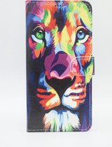 P.C.K. Hoesje/Boekhoesje/Bookcase leeuw print geschikt voor Samsung Galaxy S21 PLUS MET Glasfolie
