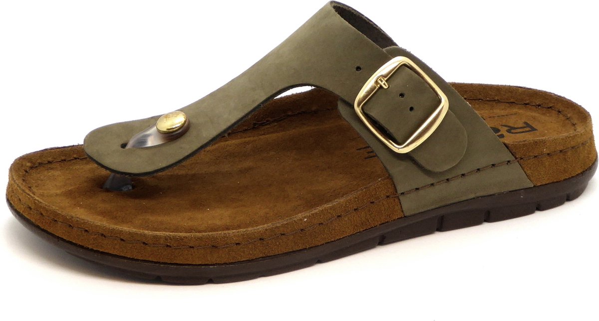 Rohde Dames Slipper - 5860-61 Olijfgroen - Maat 40