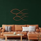 Wanddecoratie |Vis Familie /Fish Family  decor | Metal - Wall Art | Muurdecoratie | Woonkamer |Bronze| 60x36cm