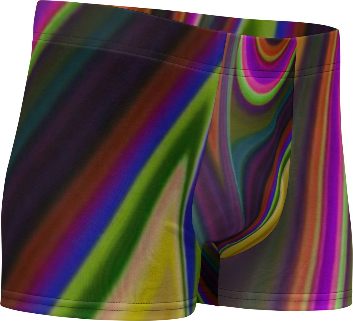 II THE MOON paars olijfgroen Boxershort handgemaakt met unieke psychedelische print ontworpen door Moon
