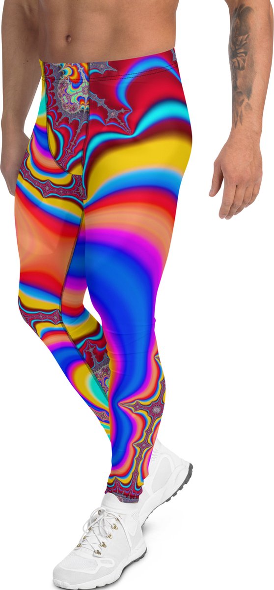 II THE MOON Sport Legging heren top kwaliteit, wordt per bestelling geprint, gesneden en handgenaaid met unieke RETRO print ontworpen door MOON