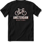Amsterdam Bike Town T-Shirt | Souvenirs Holland Kleding | Dames / Heren / Unisex Koningsdag shirt | Grappig Nederland Fiets Land Cadeau | - Zwart - XXL
