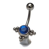 Chirurgisch stalen navelpiercing Eline dots saffier blauw zirkonia zilverkleurig