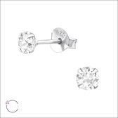 Aramat jewels ® - Zilveren oorbellen rond 4mm transparant swarovski elements kristal