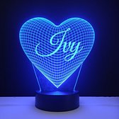 3D LED Lamp - Hart Met Naam - Ivy