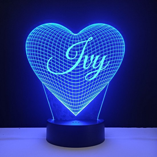 3D LED Lamp - Hart Met Naam - Ivy