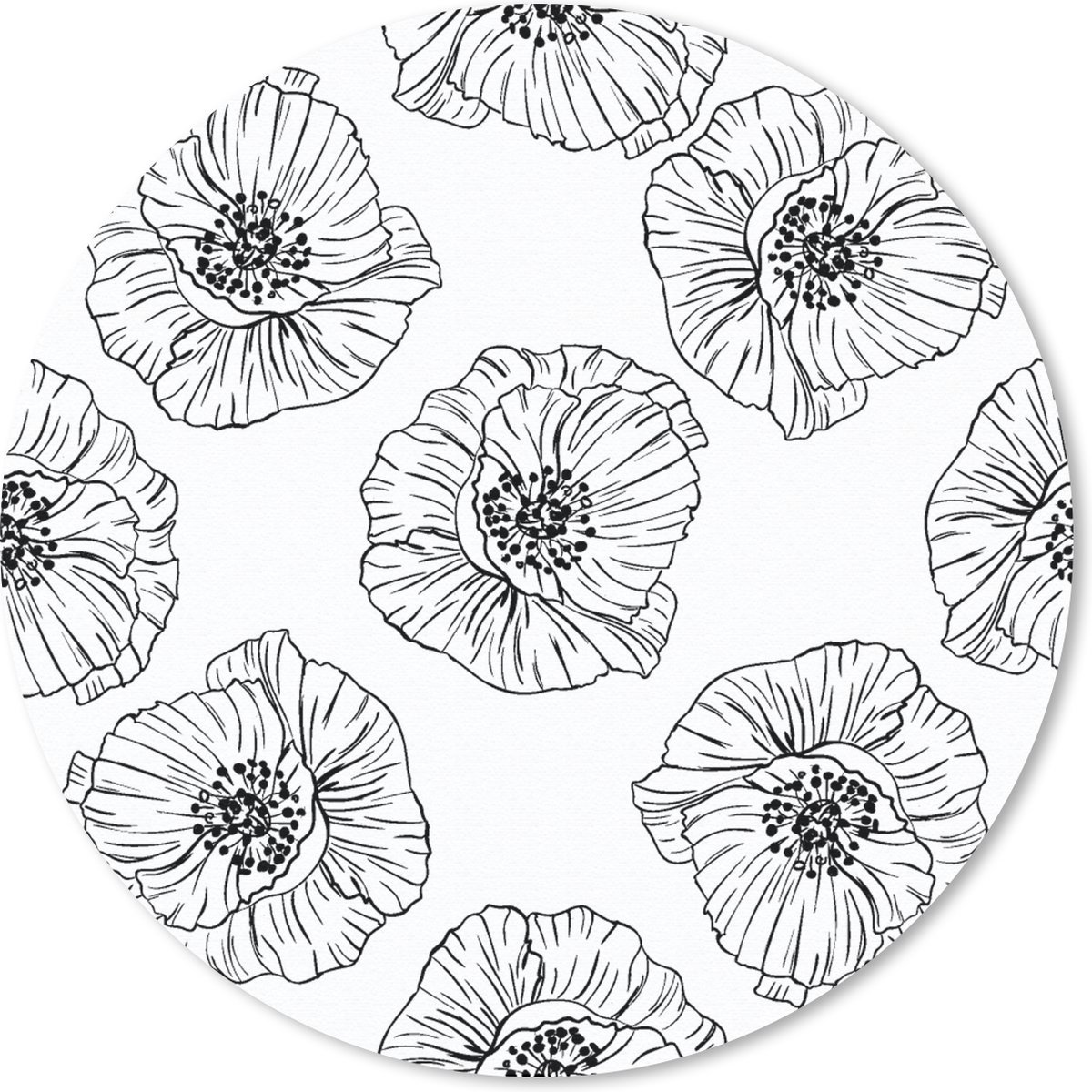 Muismat rond 40x40 cm - Mousepad Klaproos - Bloemen - Design - Ronde muismatten