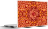 Laptop sticker - 17.3 inch - Mandala - Patroon - Vintage - Oranje - Rood - 40x30cm - Laptopstickers - Laptop skin - Cover