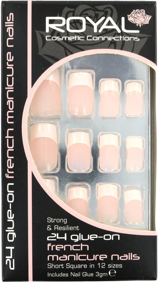 Royal 24 Glue-On Nail Tips - French Manicure (met nagellijm)