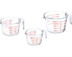 maatbeker set van 3 - 250 ml, 500 ml en 1 liter - hittebestendig - mag in de magnetron