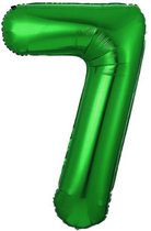 Folie Ballon Cijfer 7 Jaar Groen Verjaardag Versiering Helium Cijfer ballonnen Feest versiering Met Rietje - 86Cm