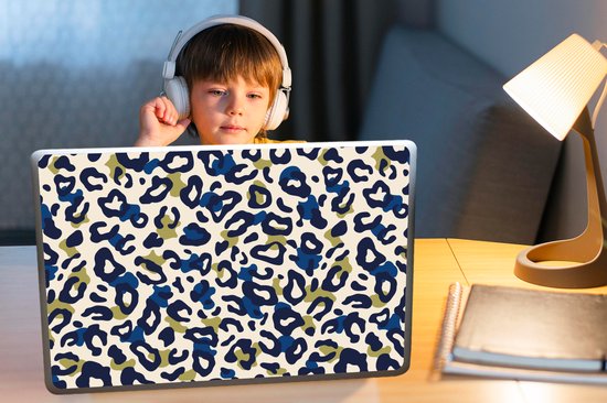 Autocollant pour ordinateur portable - 17,3 pouces - Panthère - Design - Blauw - Vert - 40x30cm - Autocollants pour ordinateur portable - Skin pour ordinateur portable - Couverture