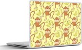 Laptop sticker - 10.1 inch - Patroon - Aap - Banaan - 25x18cm - Laptopstickers - Laptop skin - Cover