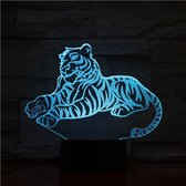 3D Led Lamp Met Gravering - RGB 7 Kleuren - Tijger