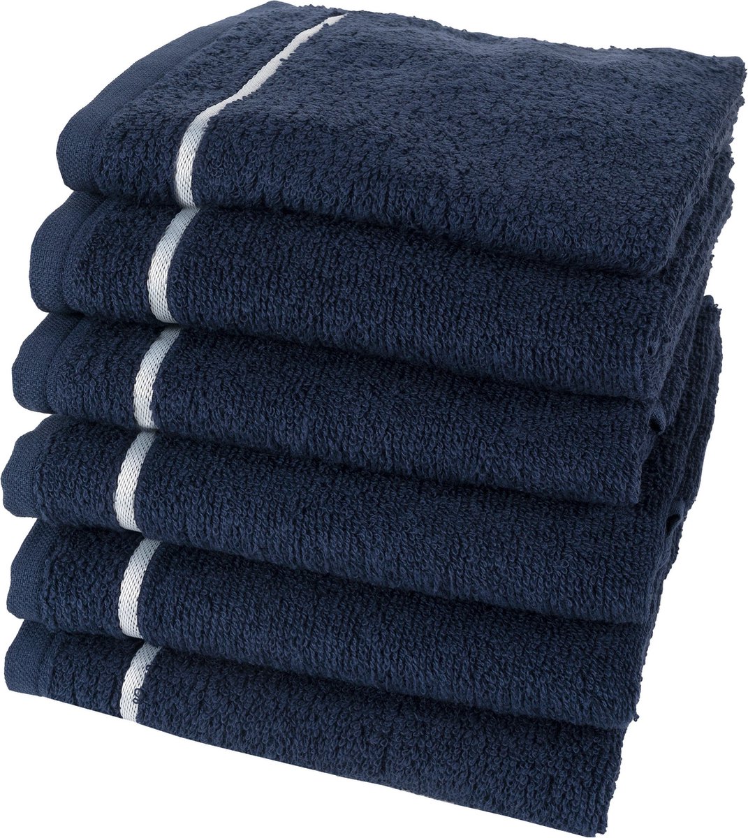Twentse Damast Keuken Handdoeken - Hollandse Designs - Keukendoeken Set - 6 stuks - 50x55 cm - Streep Marine Blauw