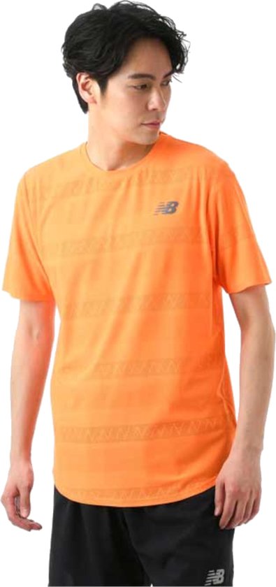 New Balance Q Speed Jacquard SS Tee MT13277VIB, Homme, Oranje, T-Shirt, Taille: S