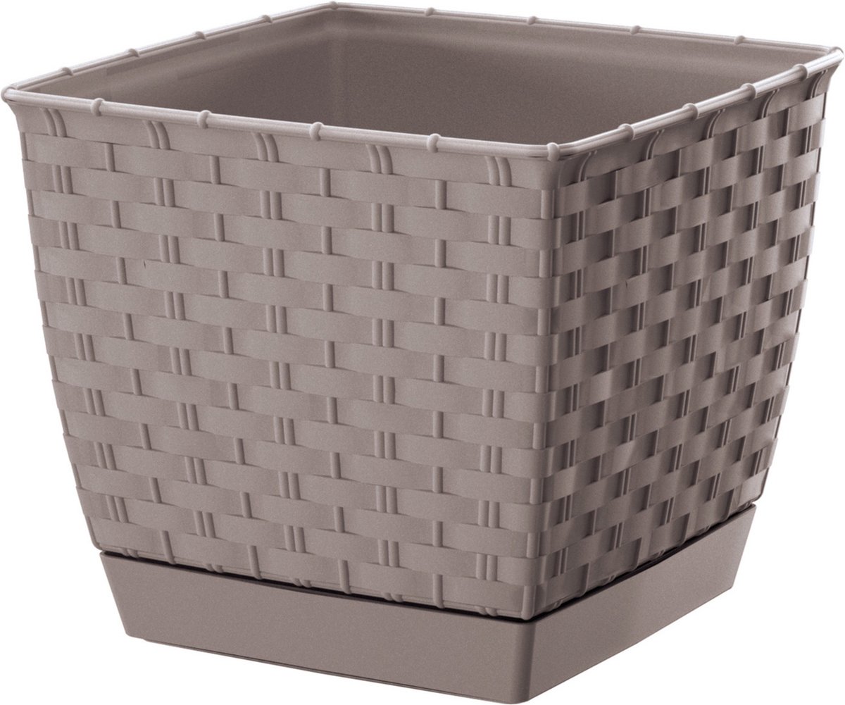 Prosperplast Plantenpot/bloempot - rotan kunststof - 19 x 16 cm cm - beige