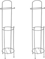 Set van 2x stuks staande wc/toiletrolhouders met reservoir grijs 66 cm van metaal - Wc-rol houder - Toiletrol houder