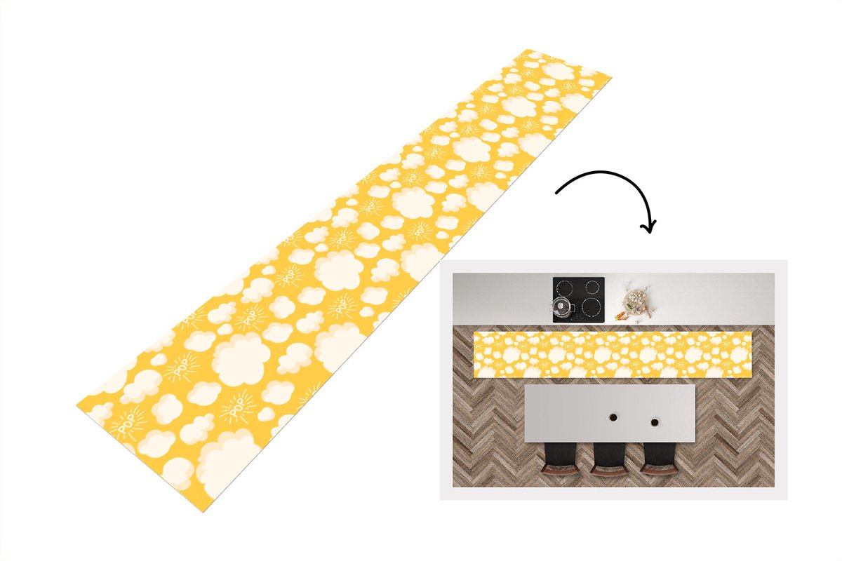 KitchenYeah Keukenloper - Keukenmat - Popcorn - Quotes - Patronen - Pop - 360x60 cm - Keuken vloerkleed Multicolor