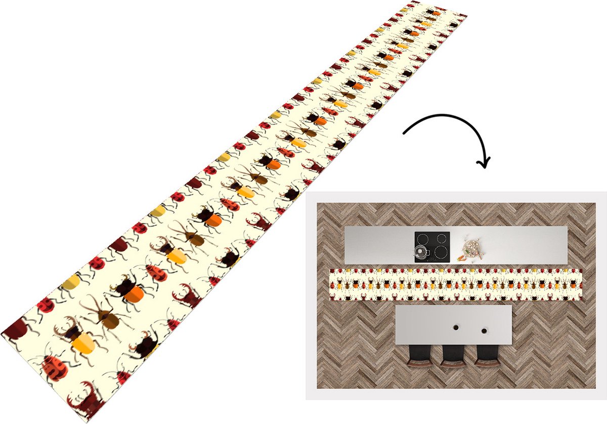 KitchenYeah Keukenloper - Keukenmat - Kever - Patronen - Insecten - Keuken vloerkleed multicolor, foto 3