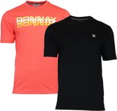 2-Pack Donnay T-shirts (599009/599008) - Heren - Peach Coral/Black - maat S