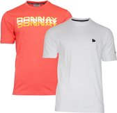 2-Pack Donnay T-shirts (599009/599008) - Heren - Peach Coral/White - maat XL