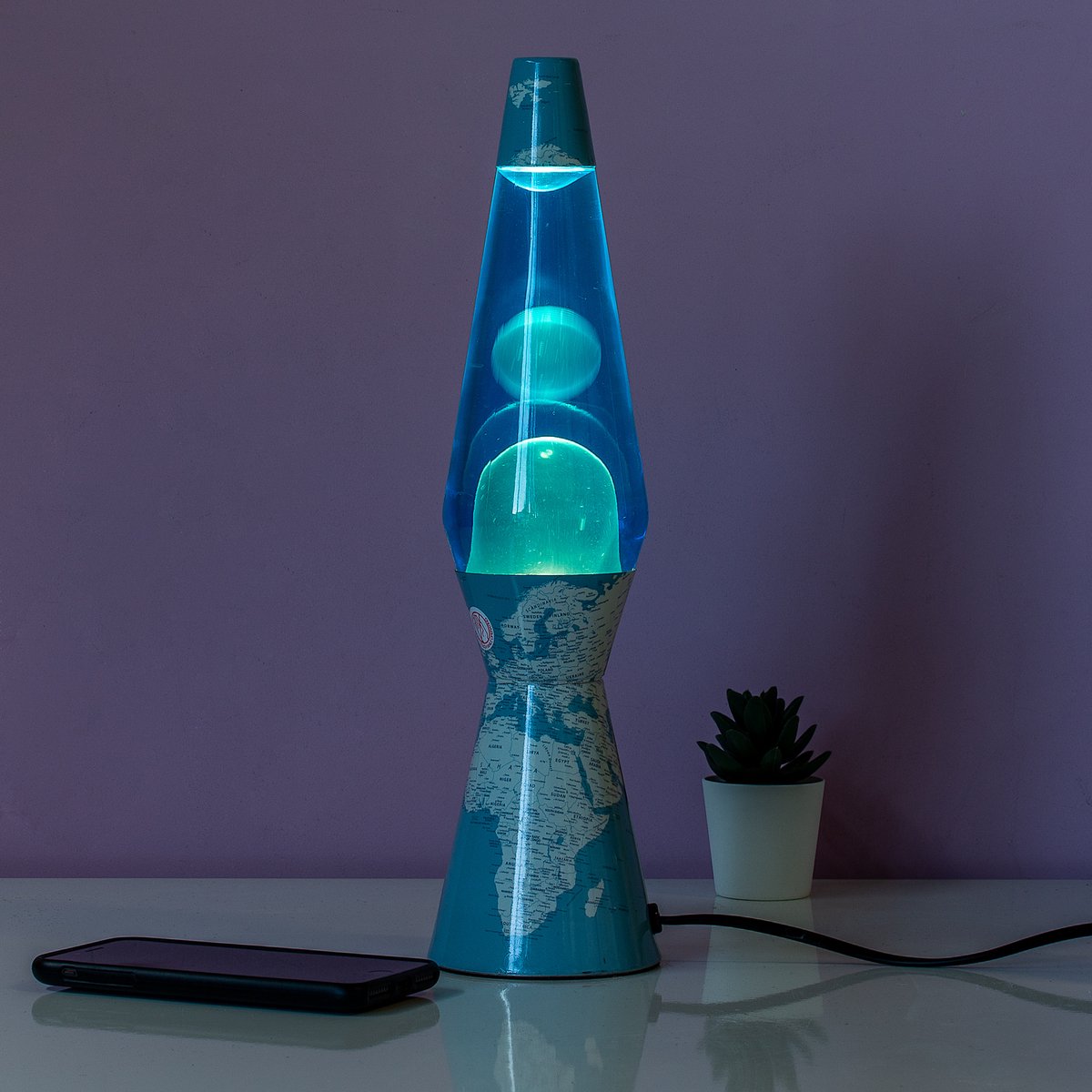 Lampe à poser avec carte du monde Lave