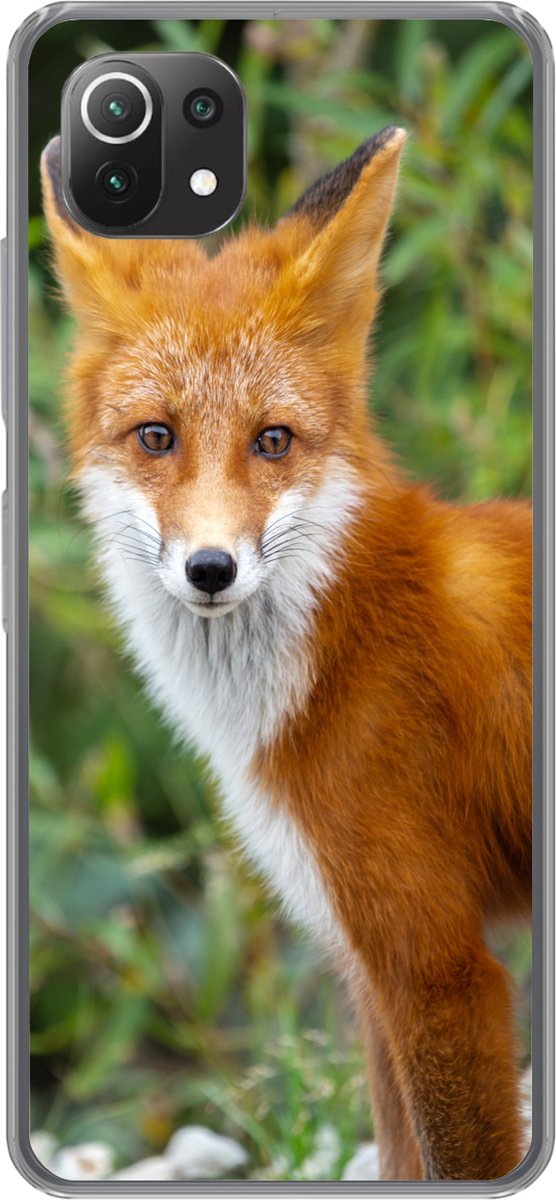 Telefoonhoesje Geschikt voor Xiaomi Mi 11 Lite hoesje - Vos - Oranje - Bos - Siliconen Telefoonhoesje Telefoonhoesje