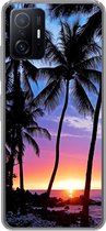 Geschikt voor Xiaomi 11T Pro hoesje - Een silhouet van palmbomen tijdens een zonsondergang op Hawaii - Siliconen Telefoonhoesje