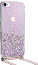 ShieldCase Glitter hoesje met koord geschikt voor Apple iPhone SE 2022 - roze