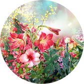 Behangcirkel Boeket Bloemen | ⌀ 50 cm | Zelfklevend | Wanddecoratie | Ronde Muursticker | Muurcirkel Binnen