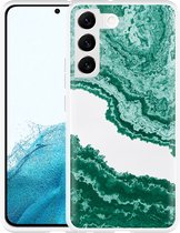 Galaxy S22 Hoesje Turquoise Marble Art - Designed by Cazy