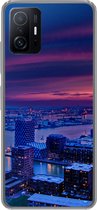 Geschikt voor Xiaomi 11 Lite 5G NE hoesje - Rotterdam - Lucht - Roze - Siliconen Telefoonhoesje