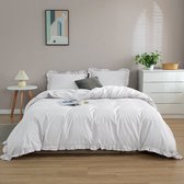 Y-NOT - Ruffle Katoen/Satijn Pure White - Dekbedovertrek - Katoensatijn - Lits-jumeaux - 240x200/220 cm - Wit