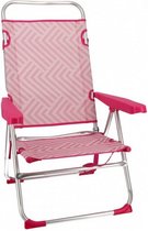 strandstoel 64 x 50 cm aluminium/textiel roze/wit