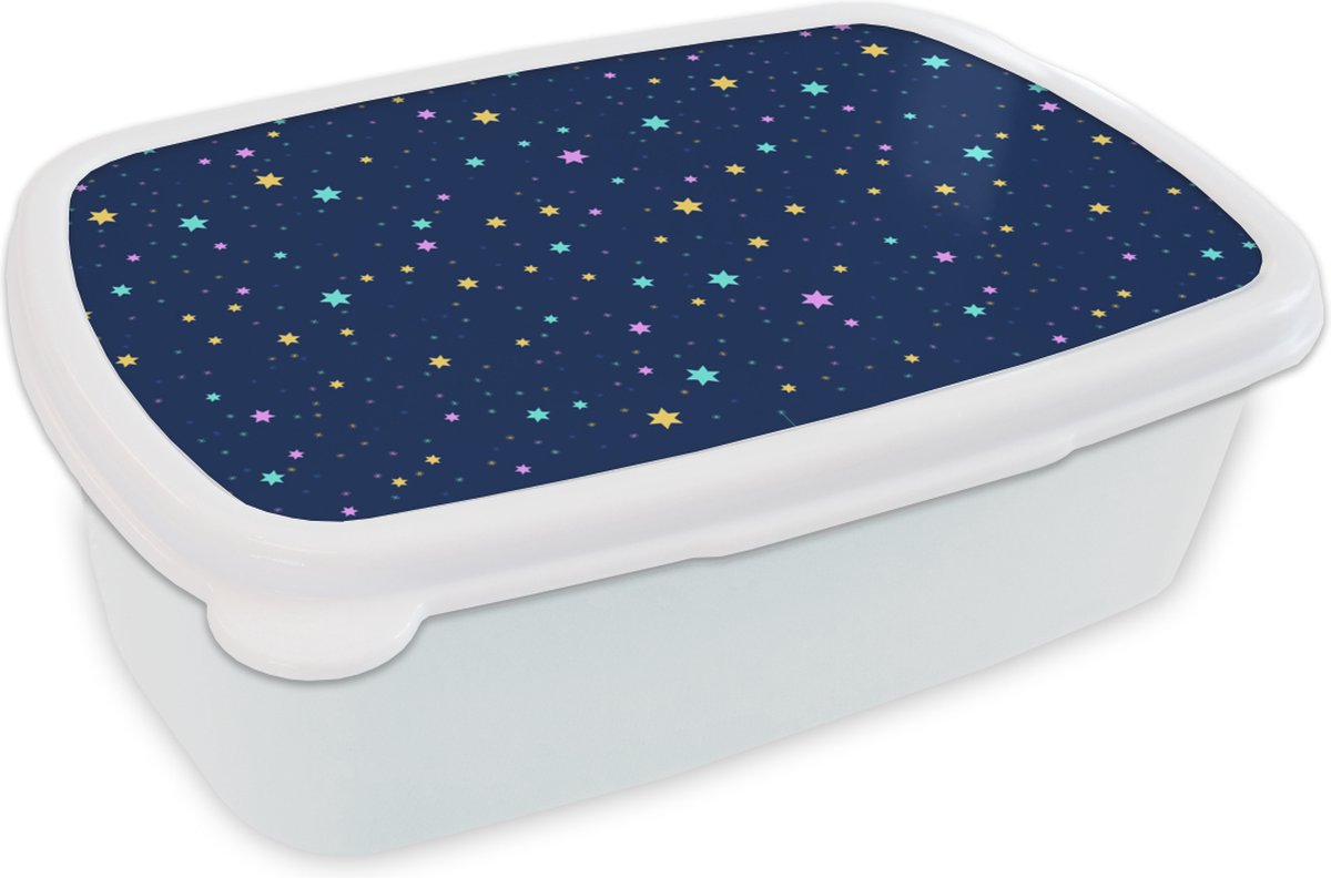 Broodtrommel Wit - Lunchbox - Brooddoos - Sterrenhemel - Sterren - Design - 18x12x6 cm - Volwassenen
