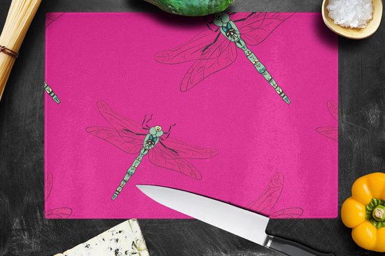 Planche à découper en Verres - 39x28 - Meiden - Libellule - Insectes - Motifs - Fille - Kids - Enfants - Planches à découper en Glas