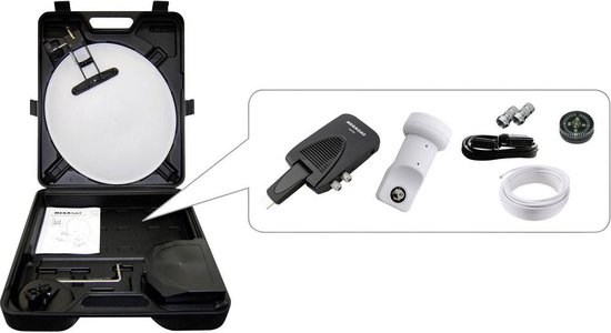 Sistema de satélite móvil Megasat con receptor HD en maleta de camping
