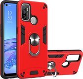 Oppo A53s Hoesje - Mobigear - Armor Ring Serie - Hard Kunststof Backcover - Rood - Hoesje Geschikt Voor Oppo A53s