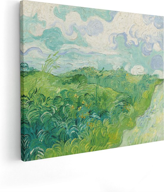 Artaza Canvas Schilderij Groen Tarweveld bij Auvers - Vincent van Gogh - 50x40 - Poster Foto op Canvas - Canvas Print