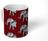 Mok - Koffiemok - Dier - Patroon - Olifant - Mokken - 350 ML - Beker - Koffiemokken - Theemok