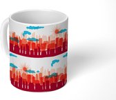 Mok - Koffiemok - Skyline - Design - Rood - Mokken - 350 ML - Beker - Koffiemokken - Theemok