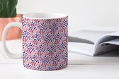 Mok - Koffiemok - Bloemen - Patronen - Blauw - Rood - Mokken - 350 ML - Beker - Koffiemokken - Theemok